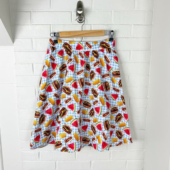 Retrolicious Picnic Summer Barbecue Retro Mod Printed Skirt Size S - Picture 1 of 12